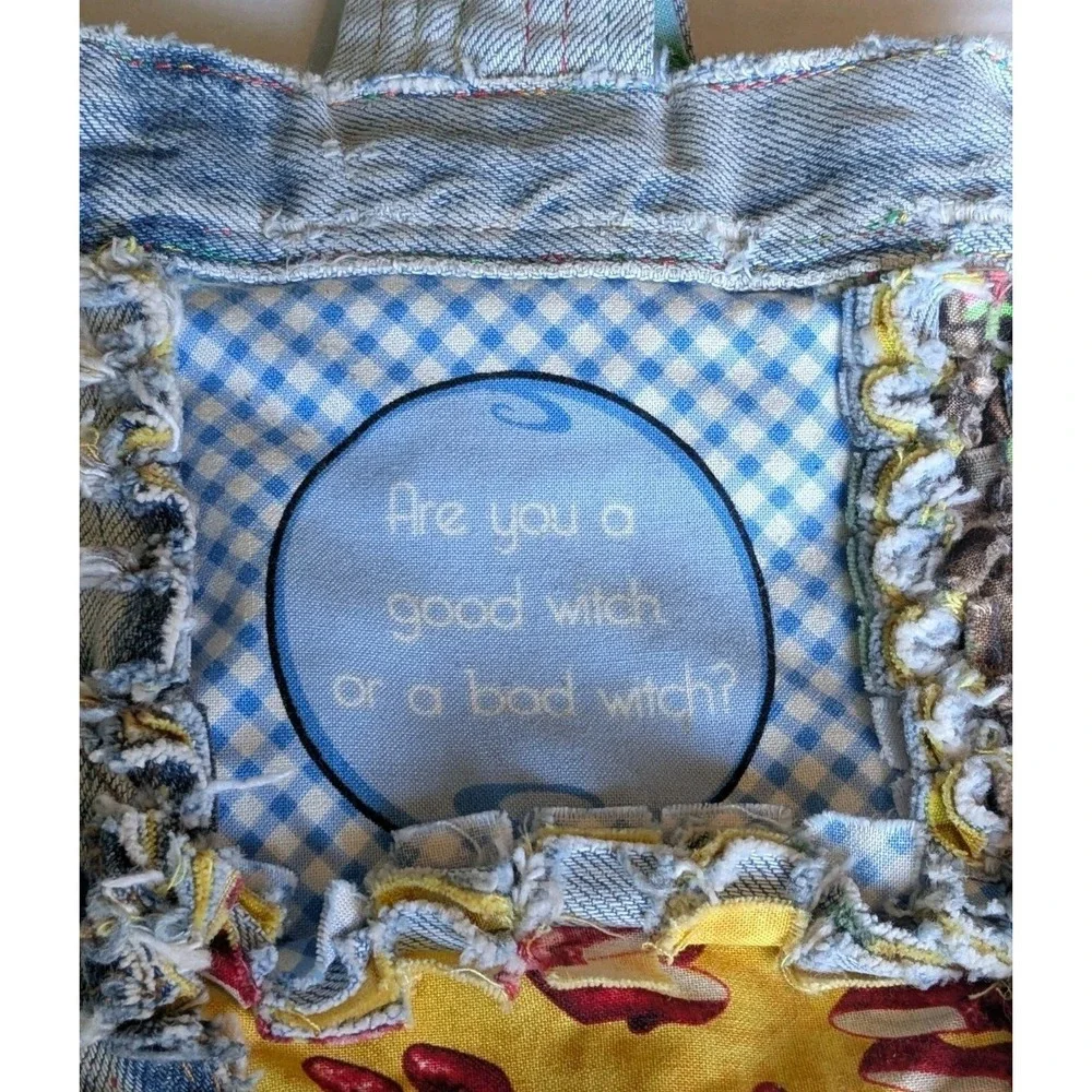Upcycled Denim Tote Bag Wizard Of Oz Patchwork Tommy Hilfiger Handmade Jeans - Picture 8 of 14